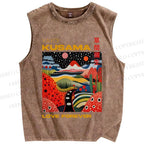Unisex Yayoi Kusama Village Printed Washed Tank Top