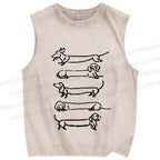 Unisex Dachshund Dogs Printed Washed Tank Top