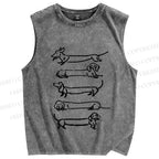 Unisex Dachshund Dogs Printed Washed Tank Top
