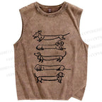 Unisex Dachshund Dogs Printed Washed Tank Top