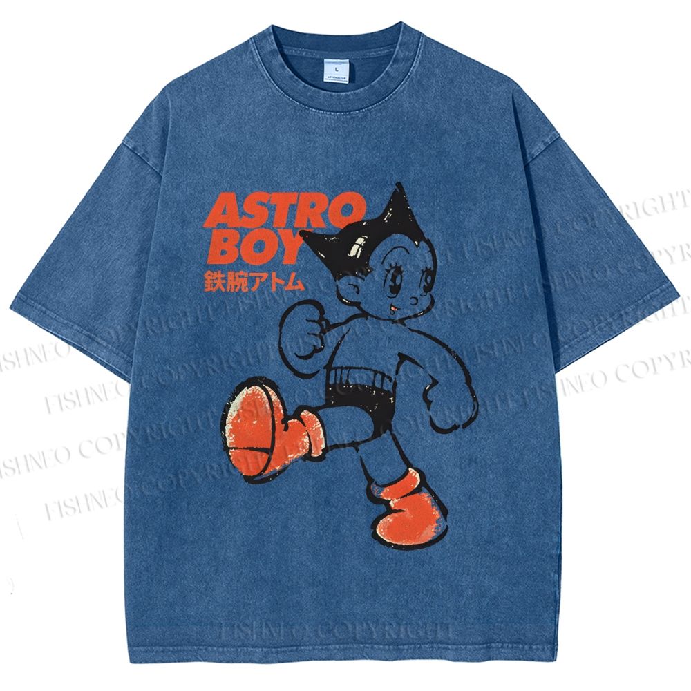 Unisex Vintage Astro Boy Printed Washed Tee