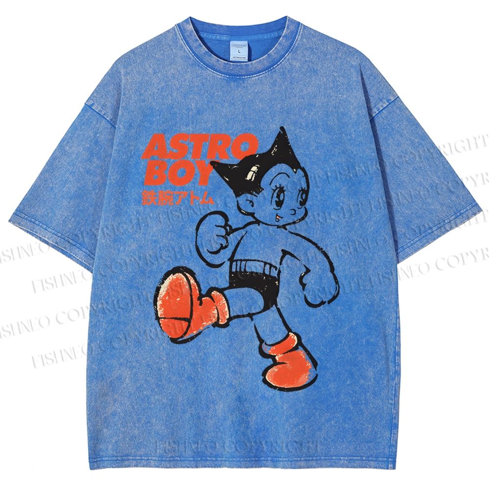 Unisex Vintage Astro Boy Printed Washed Tee