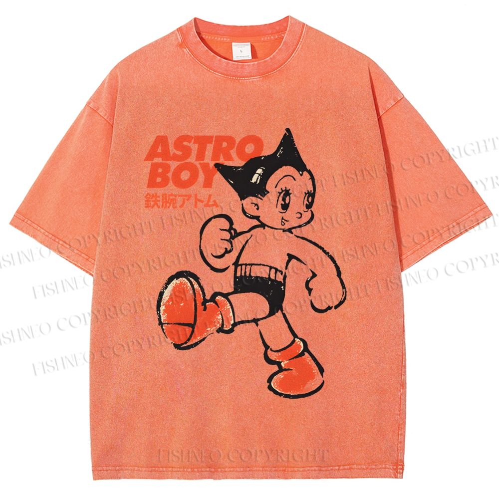 Unisex Vintage Astro Boy Printed Washed Tee