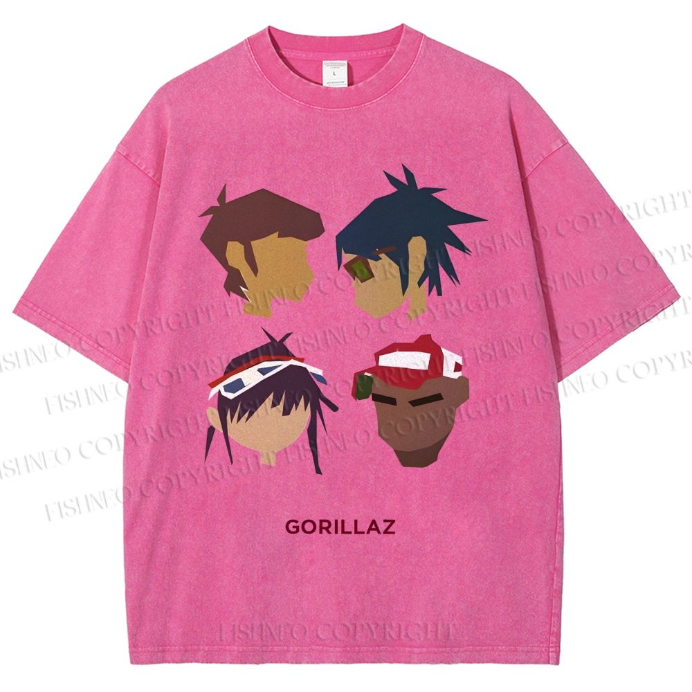 Unisex Gorillaz Printed Washed Tee