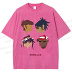 Unisex Gorillaz Printed Washed Tee
