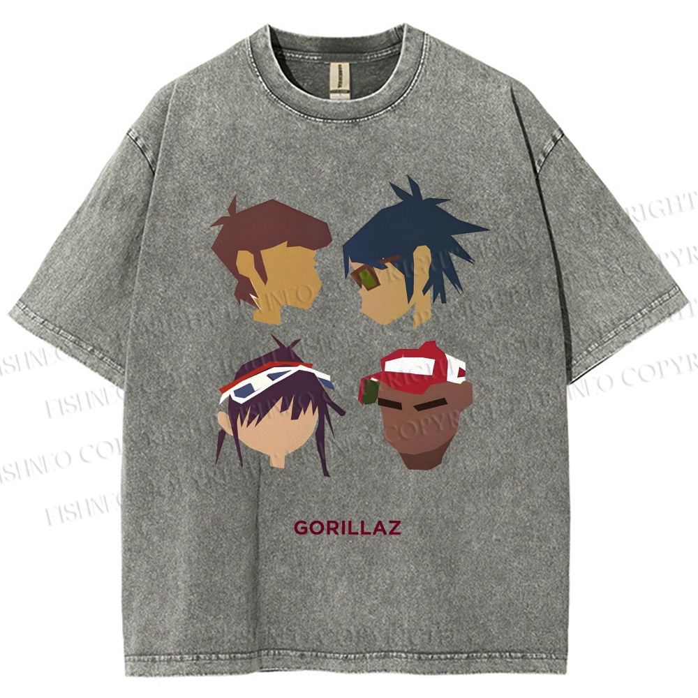 Unisex Gorillaz Printed Washed Tee