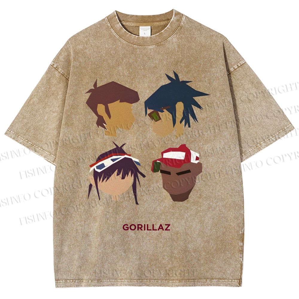 Unisex Gorillaz Printed Washed Tee