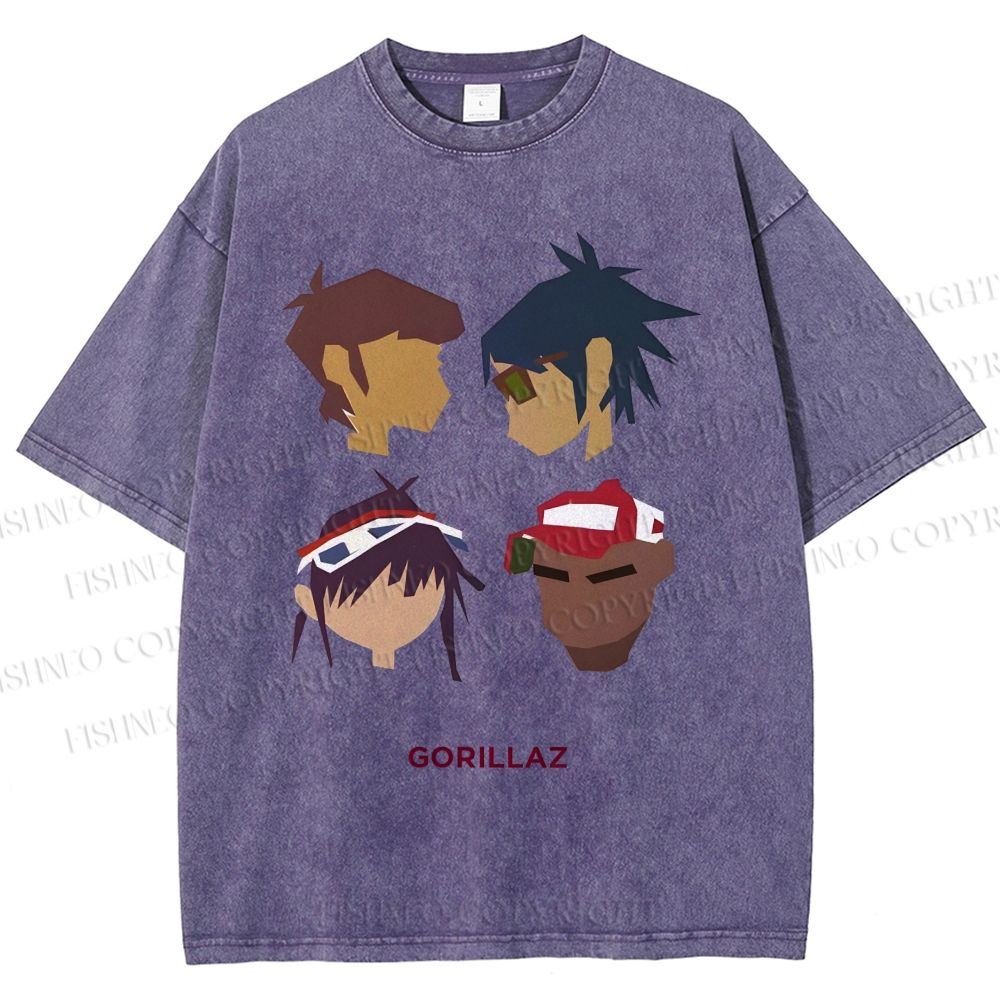 Unisex Gorillaz Printed Washed Tee