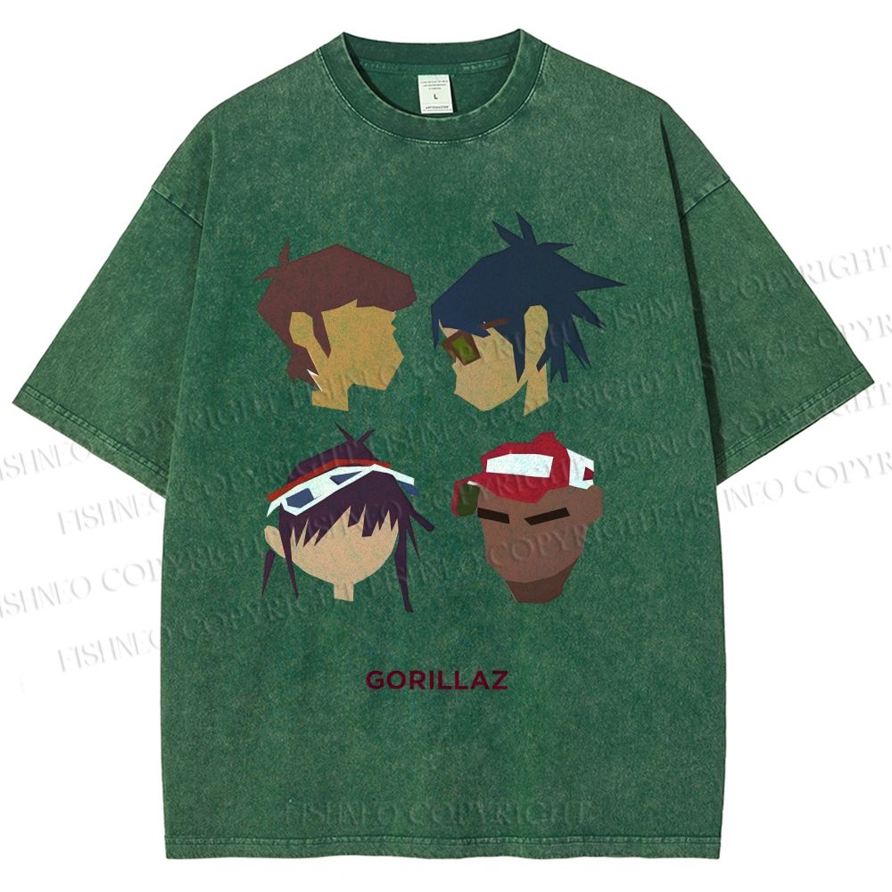 Unisex Gorillaz Printed Washed Tee