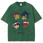 Unisex Gorillaz Printed Washed Tee