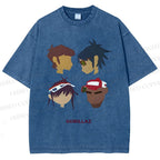 Unisex Gorillaz Printed Washed Tee