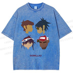 Unisex Gorillaz Printed Washed Tee