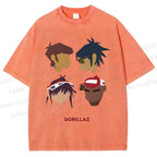 Unisex Gorillaz Printed Washed Tee