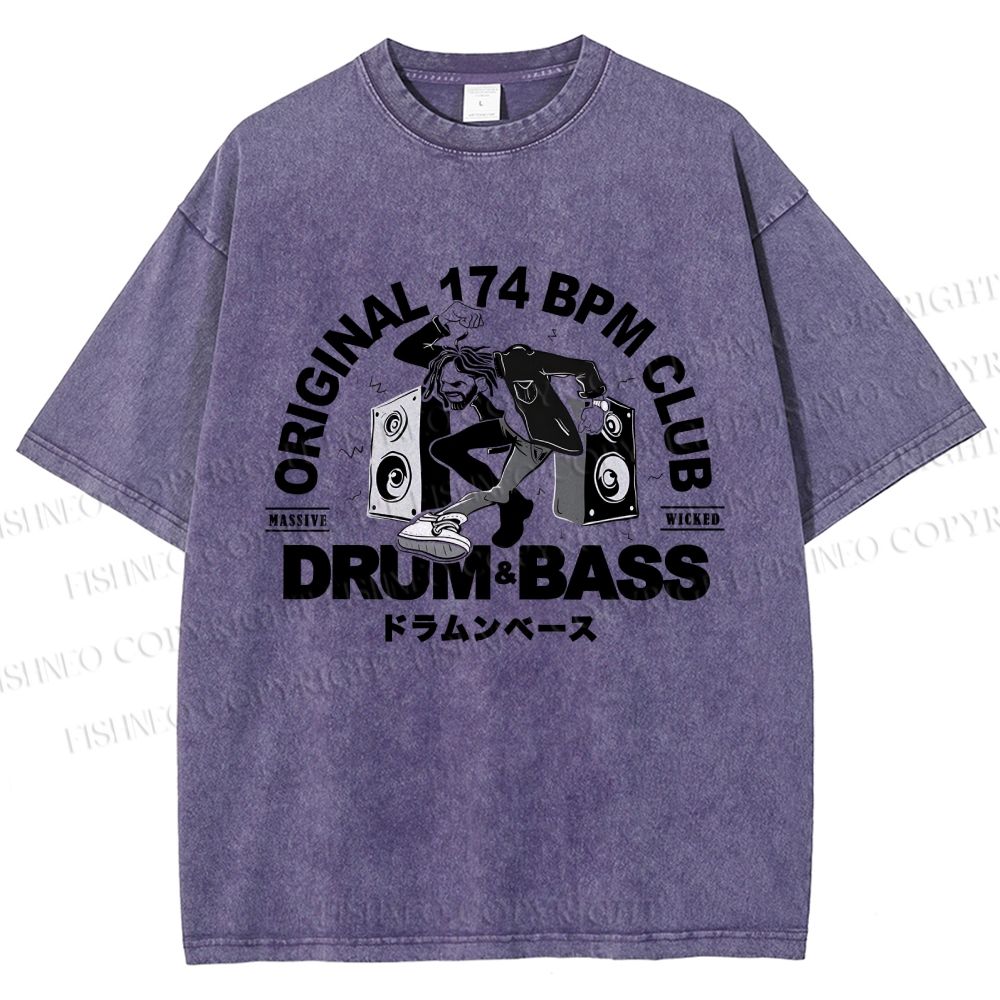 Unisex Drum And Bass Printed Washed Tee