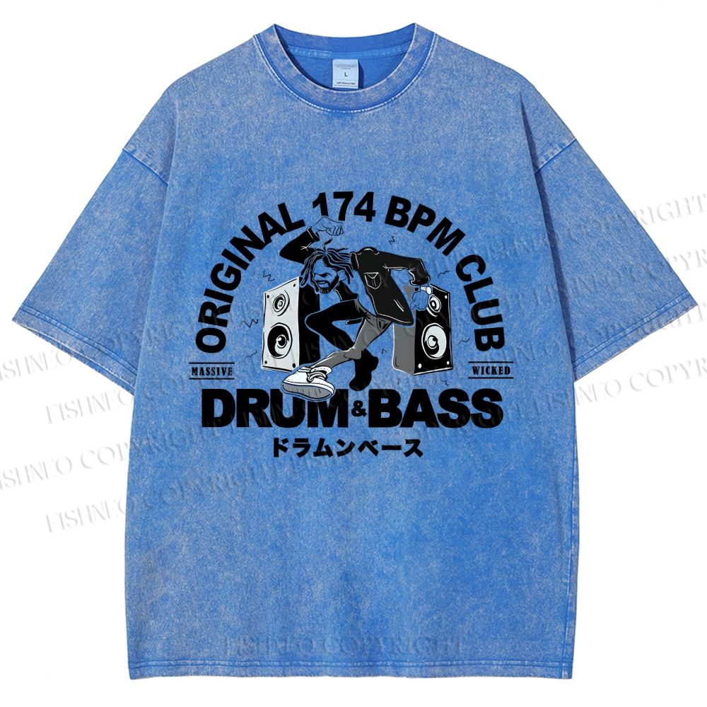 Unisex Drum And Bass Printed Washed Tee