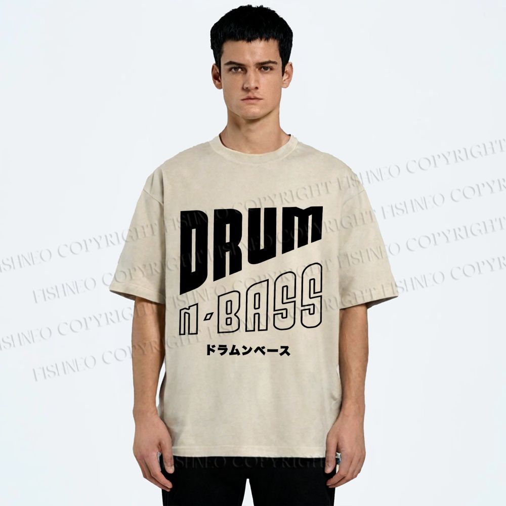 Unisex Drum And Bass Printed Washed Tee