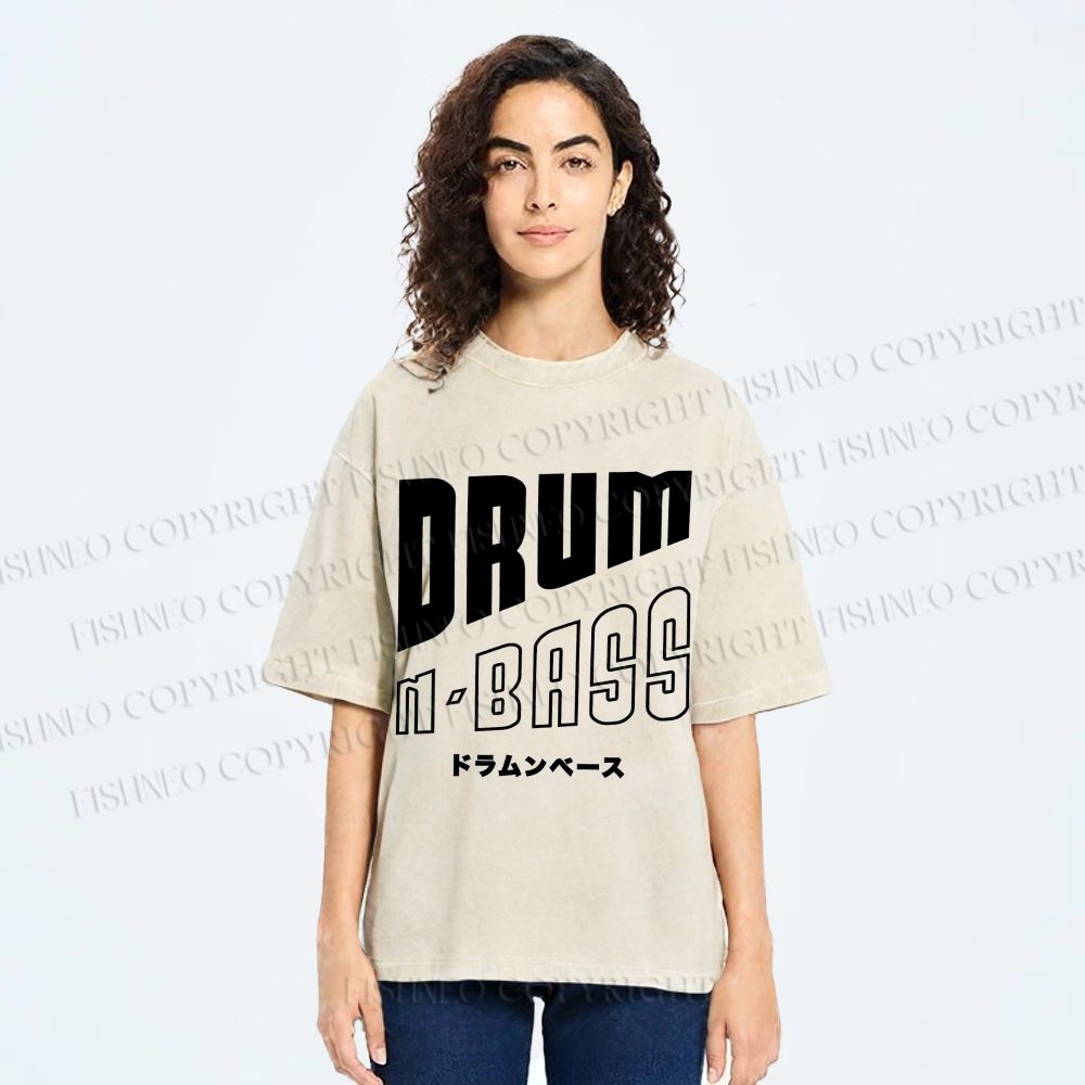 Unisex Drum And Bass Printed Washed Tee