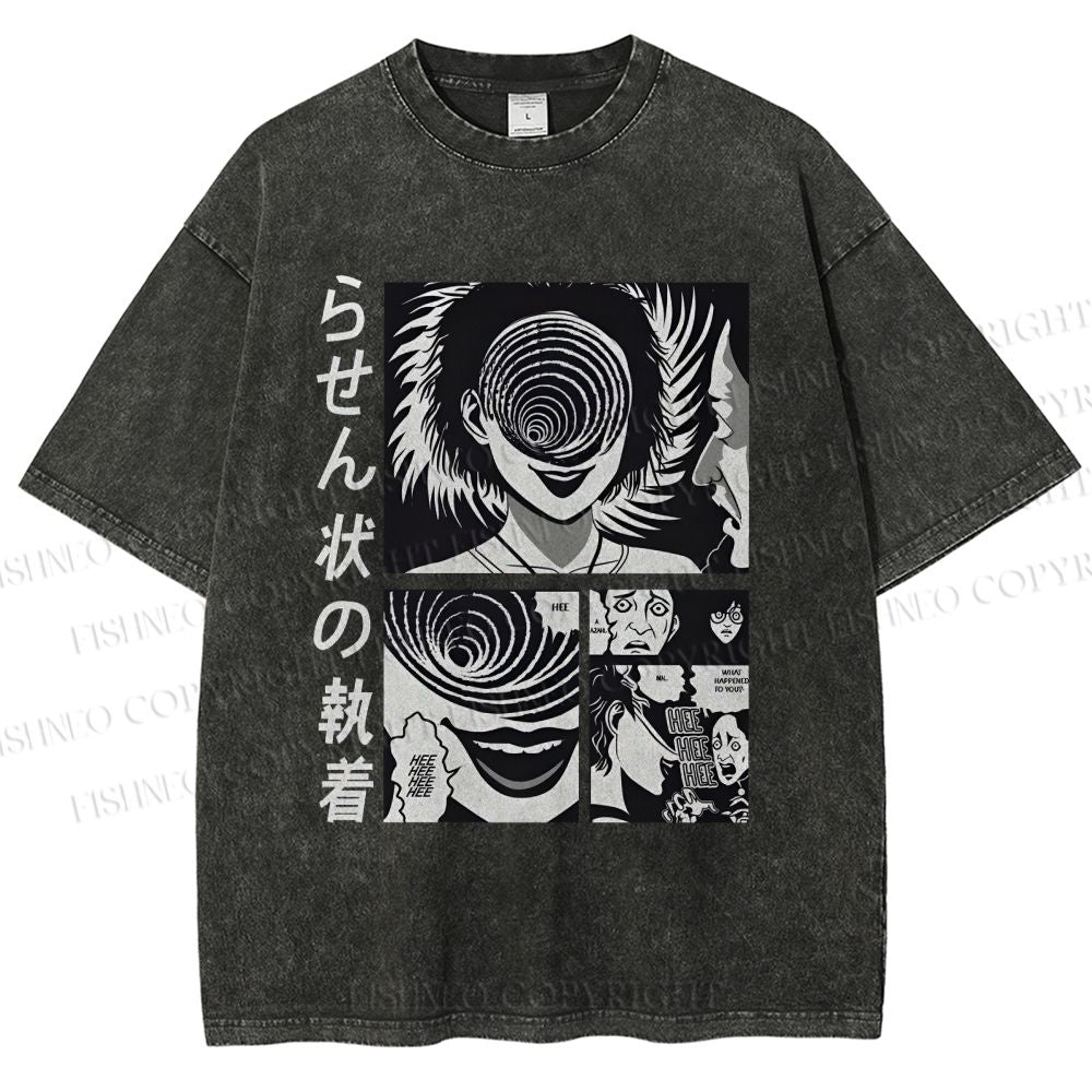 Unisex Uzumaki Junji Ito Printed Washed Tee