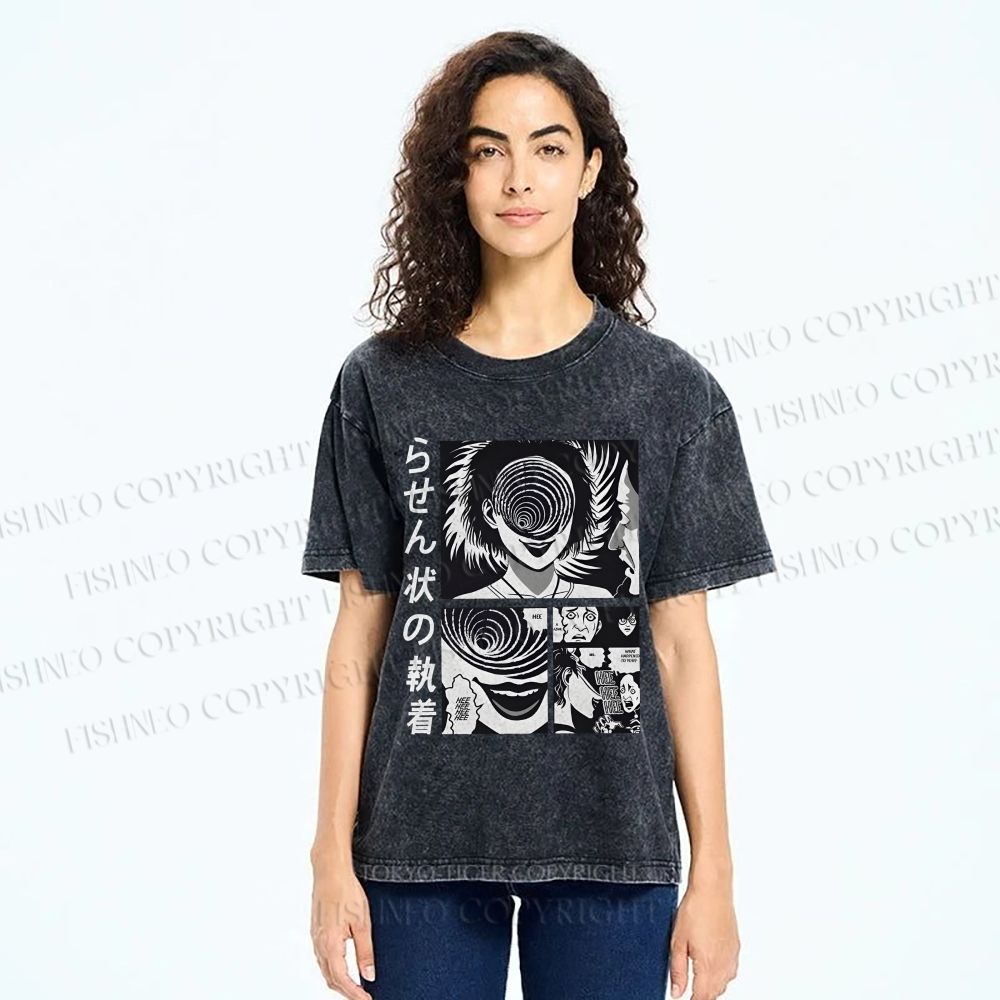 Unisex Uzumaki Junji Ito Printed Washed Tee
