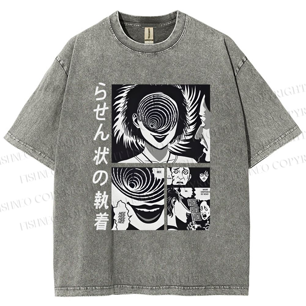 Unisex Uzumaki Junji Ito Printed Washed Tee