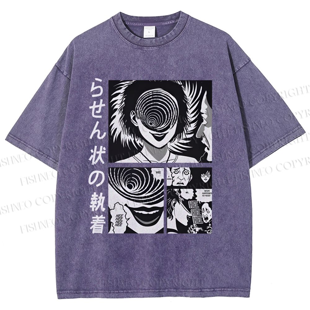 Unisex Uzumaki Junji Ito Printed Washed Tee