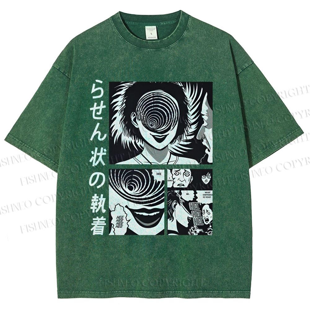 Unisex Uzumaki Junji Ito Printed Washed Tee