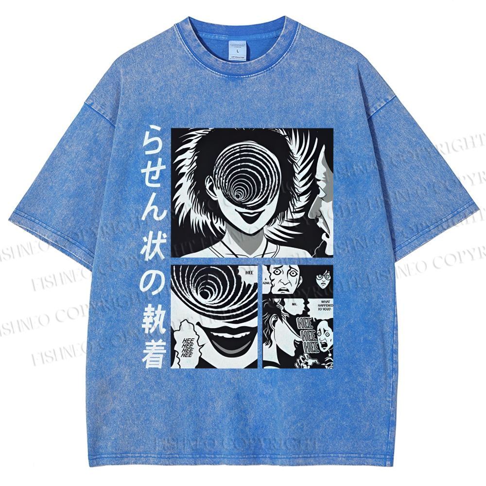 Unisex Uzumaki Junji Ito Printed Washed Tee