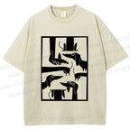 Unisex Geometric Dachshund Dog Printed Washed Tee