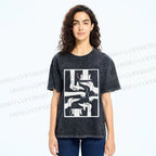 Unisex Geometric Dachshund Dog Printed Washed Tee