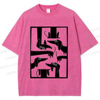 Unisex Geometric Dachshund Dog Printed Washed Tee