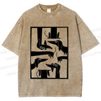 Unisex Geometric Dachshund Dog Printed Washed Tee