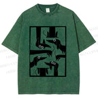 Unisex Geometric Dachshund Dog Printed Washed Tee
