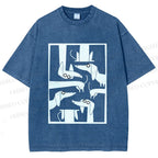 Unisex Geometric Dachshund Dog Printed Washed Tee