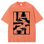 Unisex Geometric Dachshund Dog Printed Washed Tee