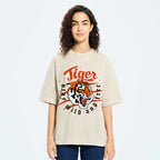 Unisex Tiger Printed Washed Tee