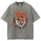 Unisex Tiger Printed Washed Tee