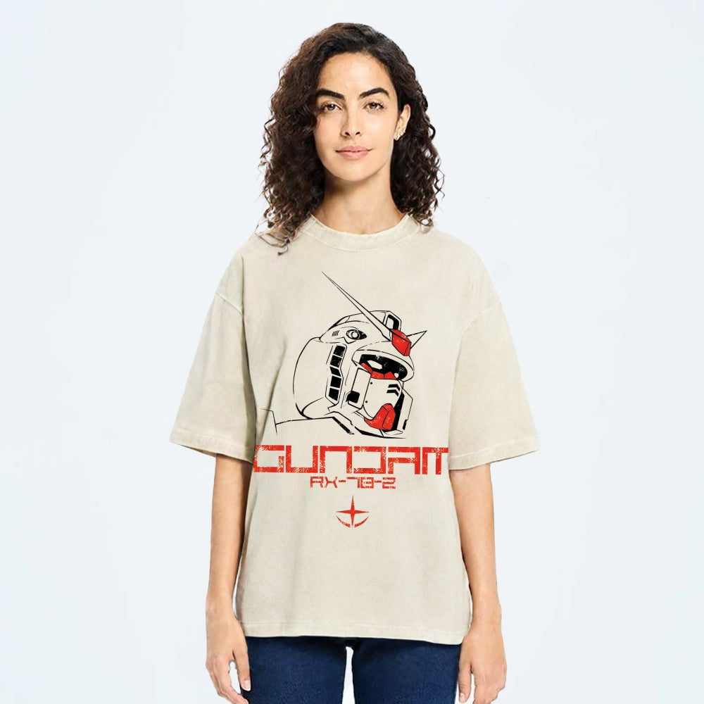Unisex Gundam Printed Washed Tee