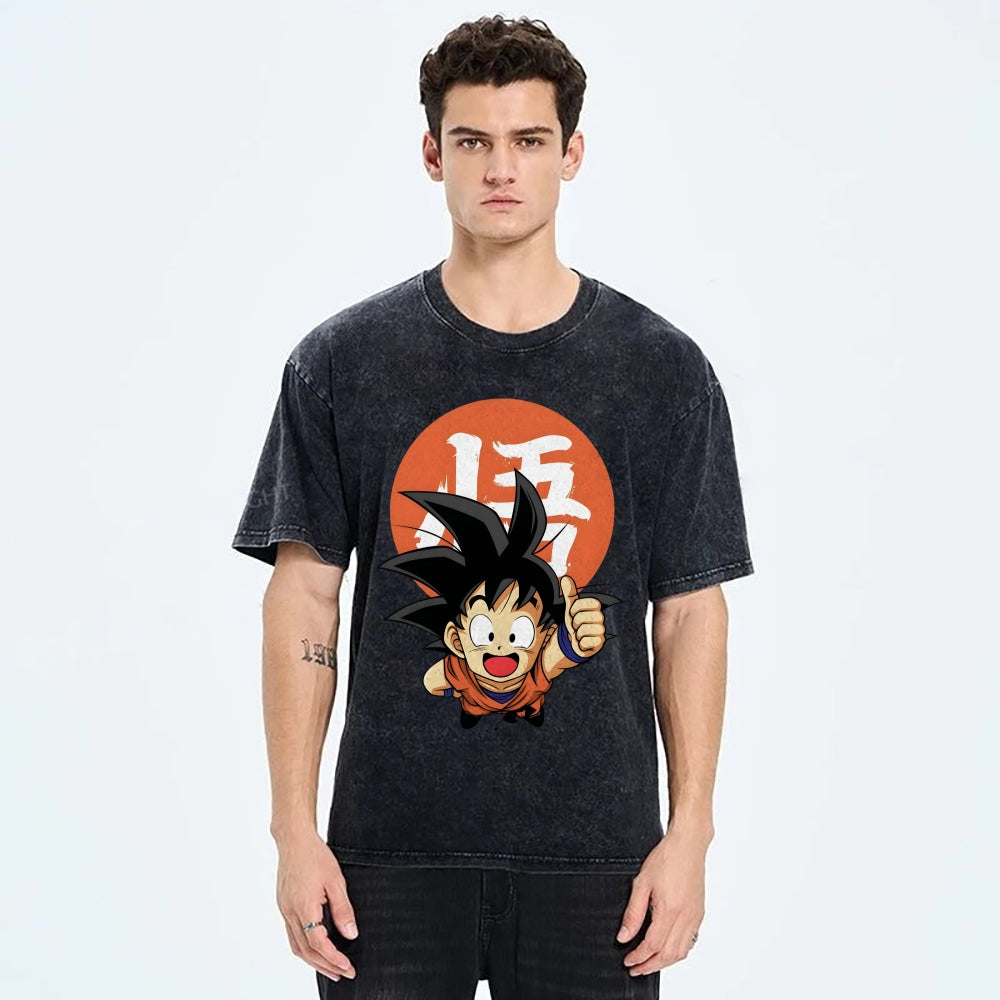 Unisex Goku Printed Washed Tee