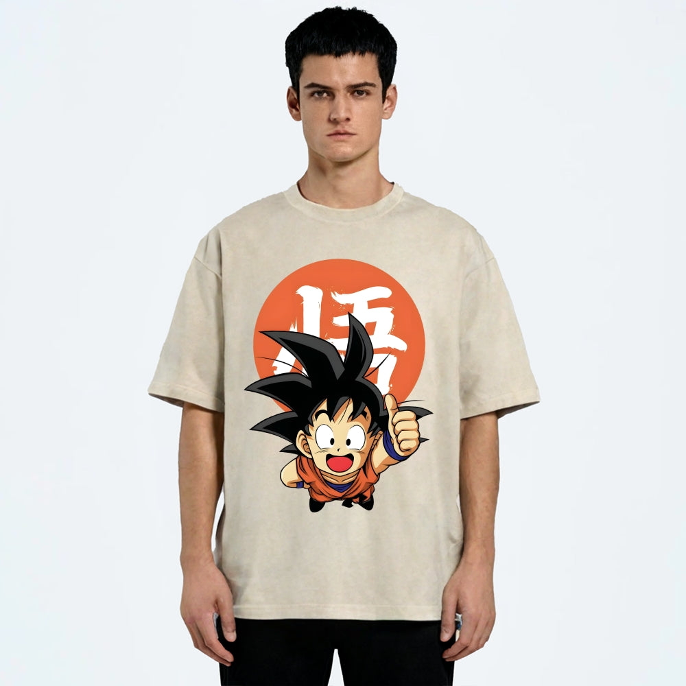 Unisex Goku Printed Washed Tee