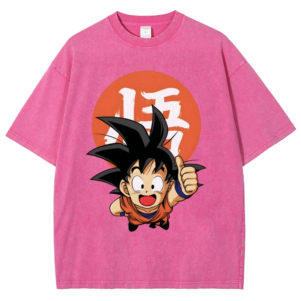 Unisex Goku Printed Washed Tee