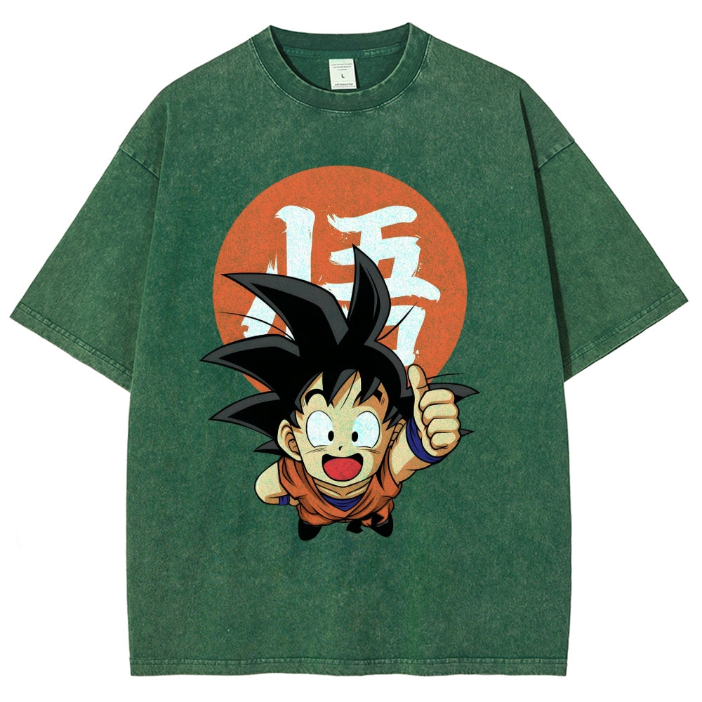 Unisex Goku Printed Washed Tee