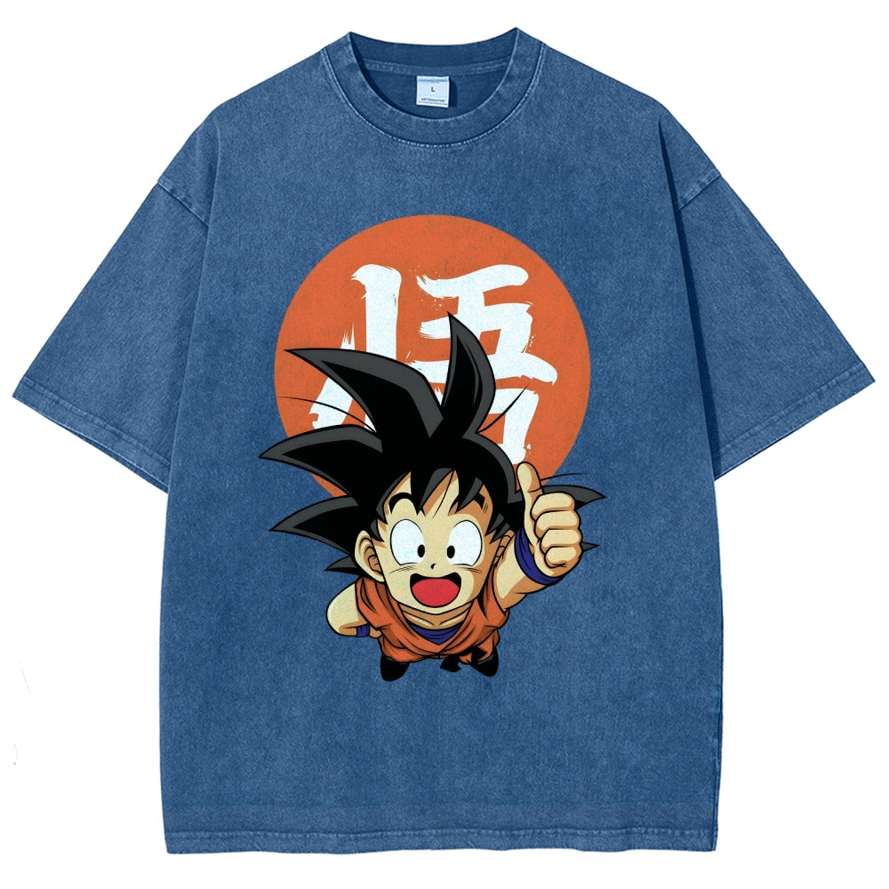 Unisex Goku Printed Washed Tee