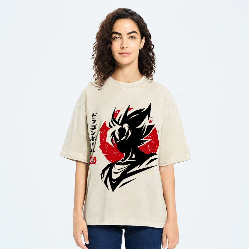Unisex Dragon Ball Goku Printed Washed Tee