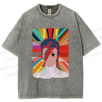 Unisex David Bowie Rainbow Printed Washed Tee