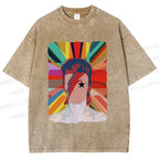 Unisex David Bowie Rainbow Printed Washed Tee