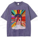 Unisex David Bowie Rainbow Printed Washed Tee