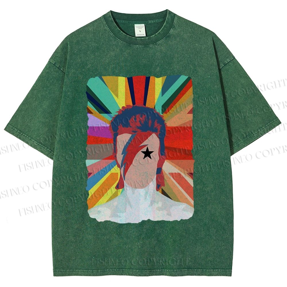 Unisex David Bowie Rainbow Printed Washed Tee