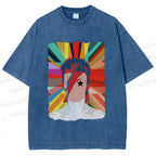 Unisex David Bowie Rainbow Printed Washed Tee