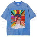 Unisex David Bowie Rainbow Printed Washed Tee