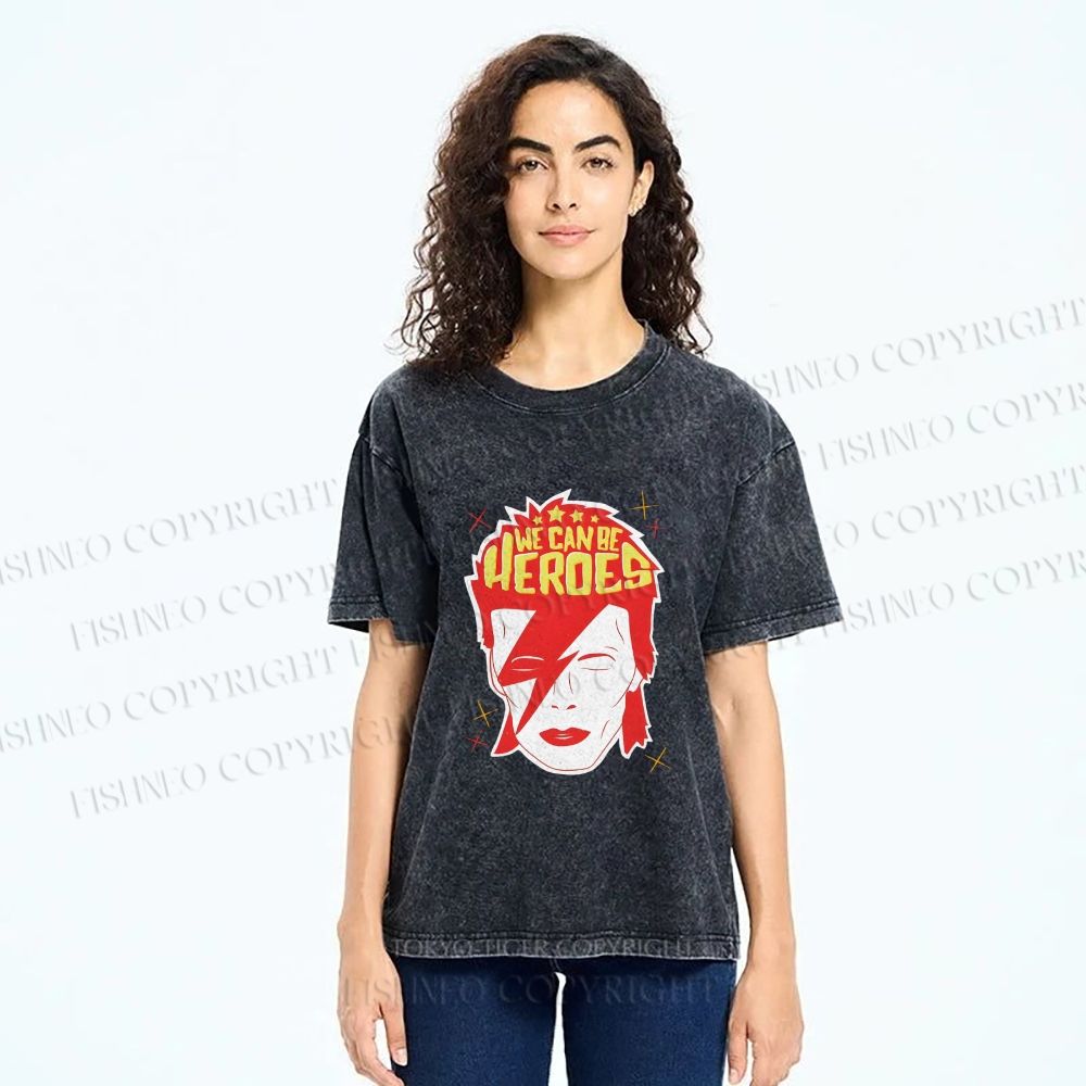 Unisex David Bowie We Can Be Heroes Printed Washed Tee